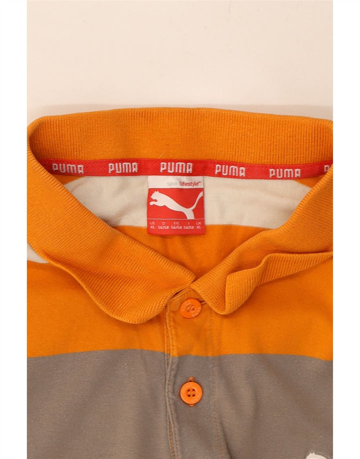 PUMA Mens Polo Shirt XL Orange Striped Vintage Puma and Second-Hand Puma from Messina Hembry 