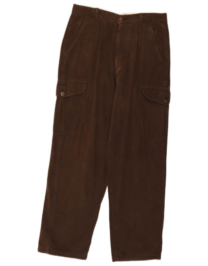 Navigare Mens Straight Cargo Trousers IT 48 Medium W30 L28 Brown Cotton
