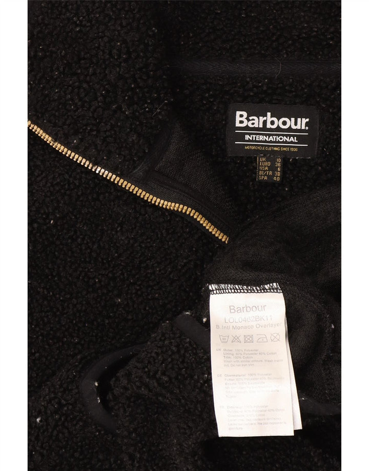 Barbour Womens Oversized Fleece Jacket UK 10 Small Black Polyester