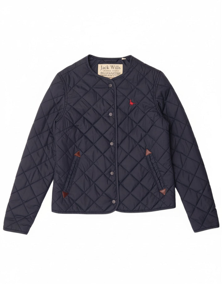 JACK WILLS Womens Quilted Jacket UK 10 Small  Navy Blue