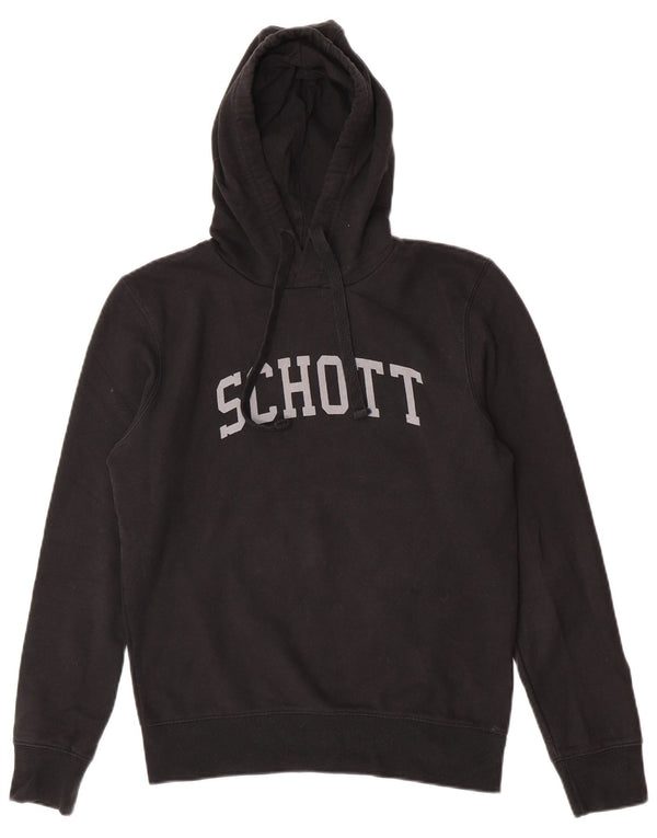 Schott Mens Graphic Hoodie Jumper Small Black Cotton