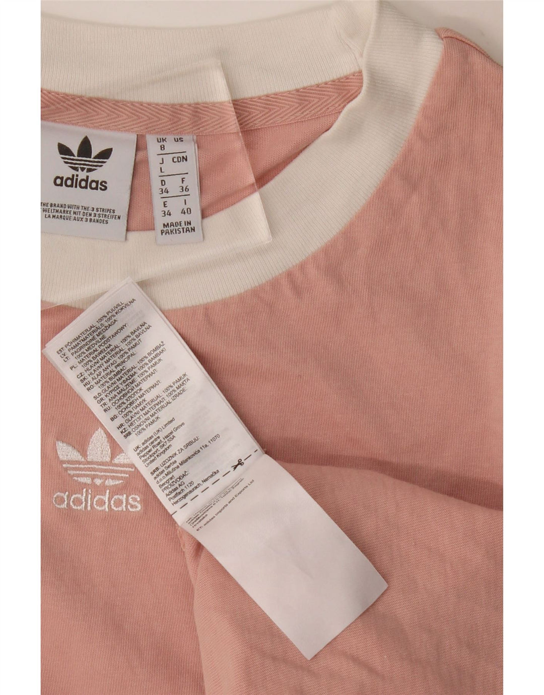 Adidas Womens Oversized T-Shirt Top UK 8 Small Pink Cotton