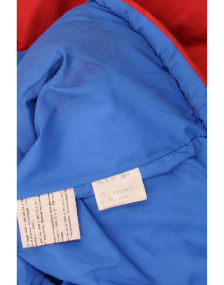 Vintage Mens Hooded Padded Jacket IT 46 Small Red Colourblock Polyester