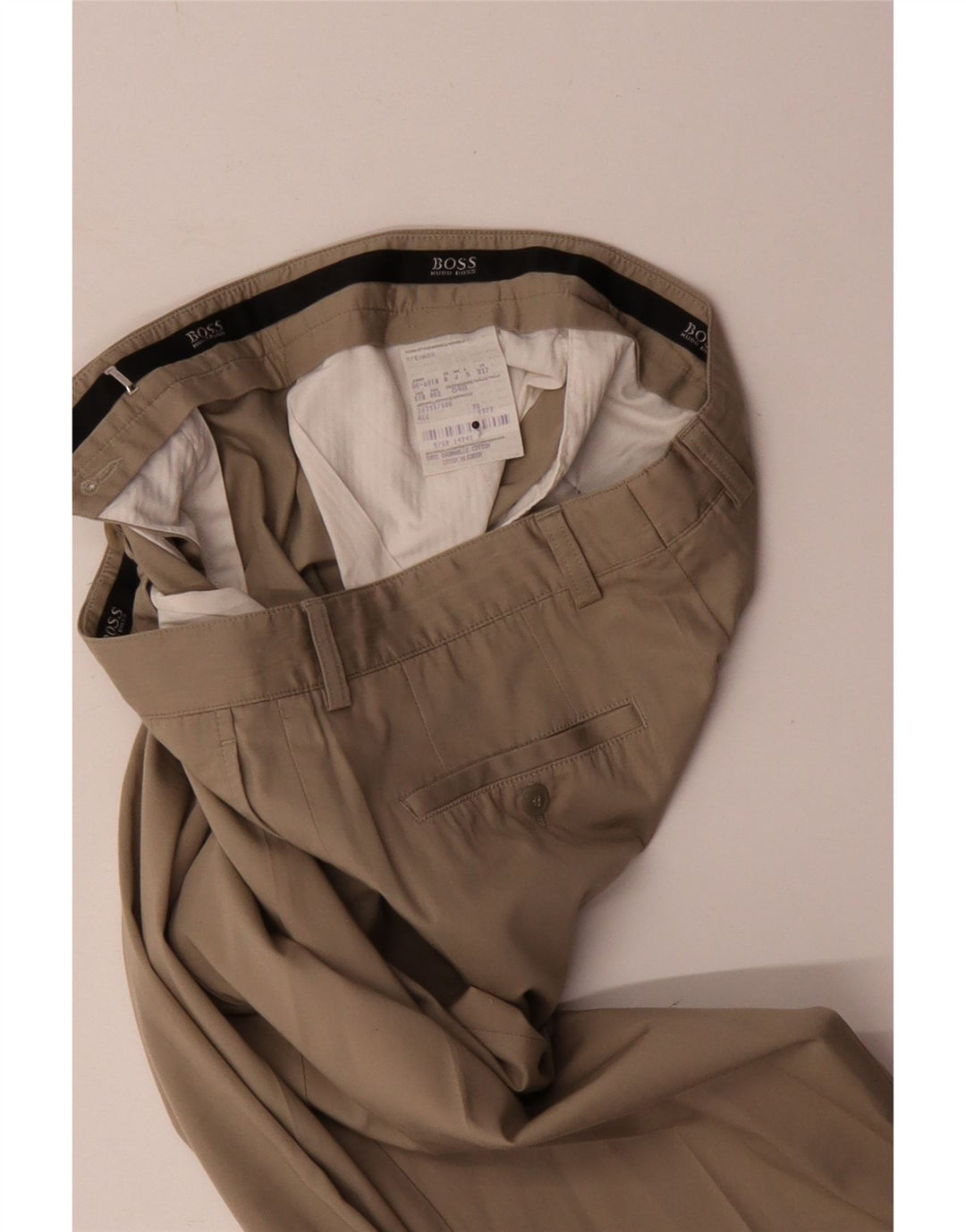 Hugo Boss Mens Straight Suit Trousers IT 48 Medium W32 L32 Beige Cotton