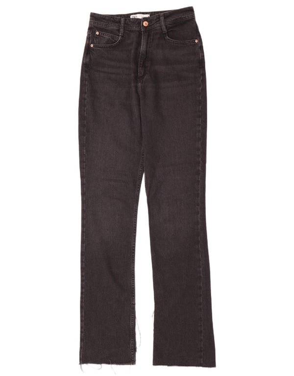 Zara Womens High Waist Bootcut Jeans EU 38 Small W28 L34 Black Cotton