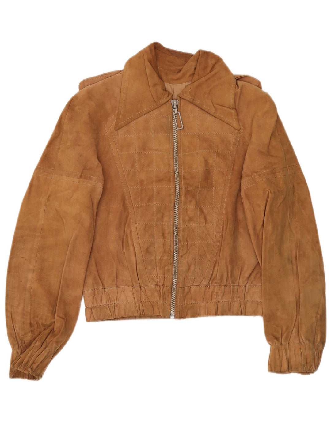 Vintage Womens Military Suede Jacket IT 48 XL Brown