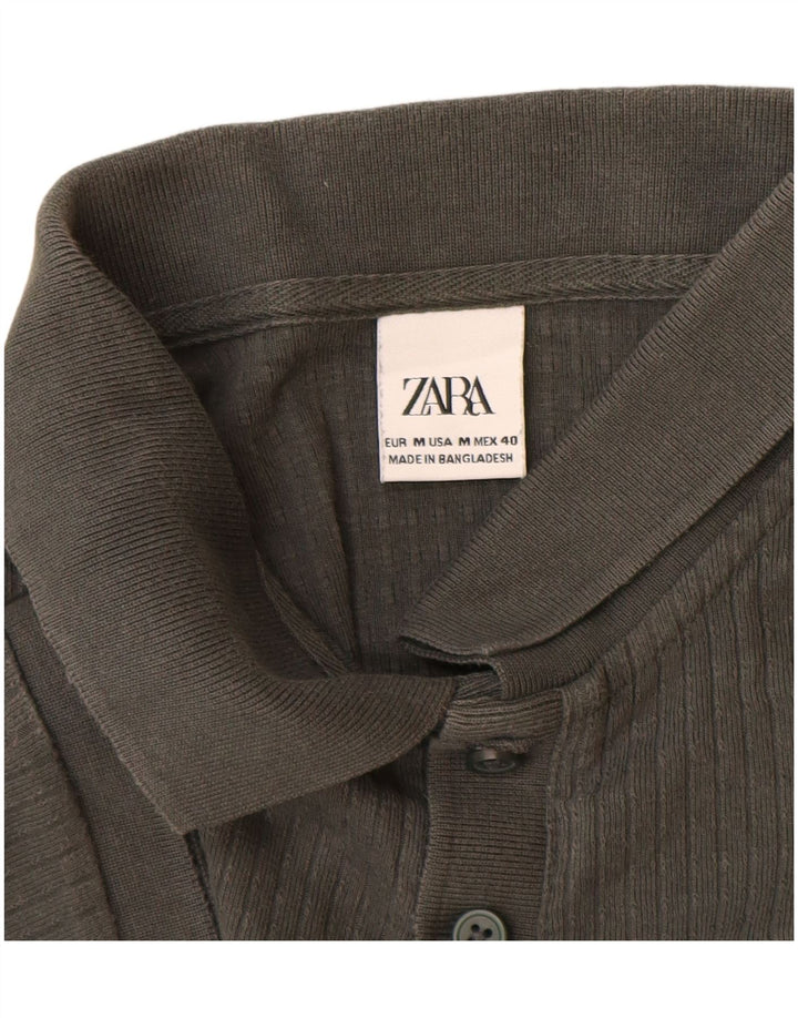 Zara Mens Polo Shirt Medium Grey
