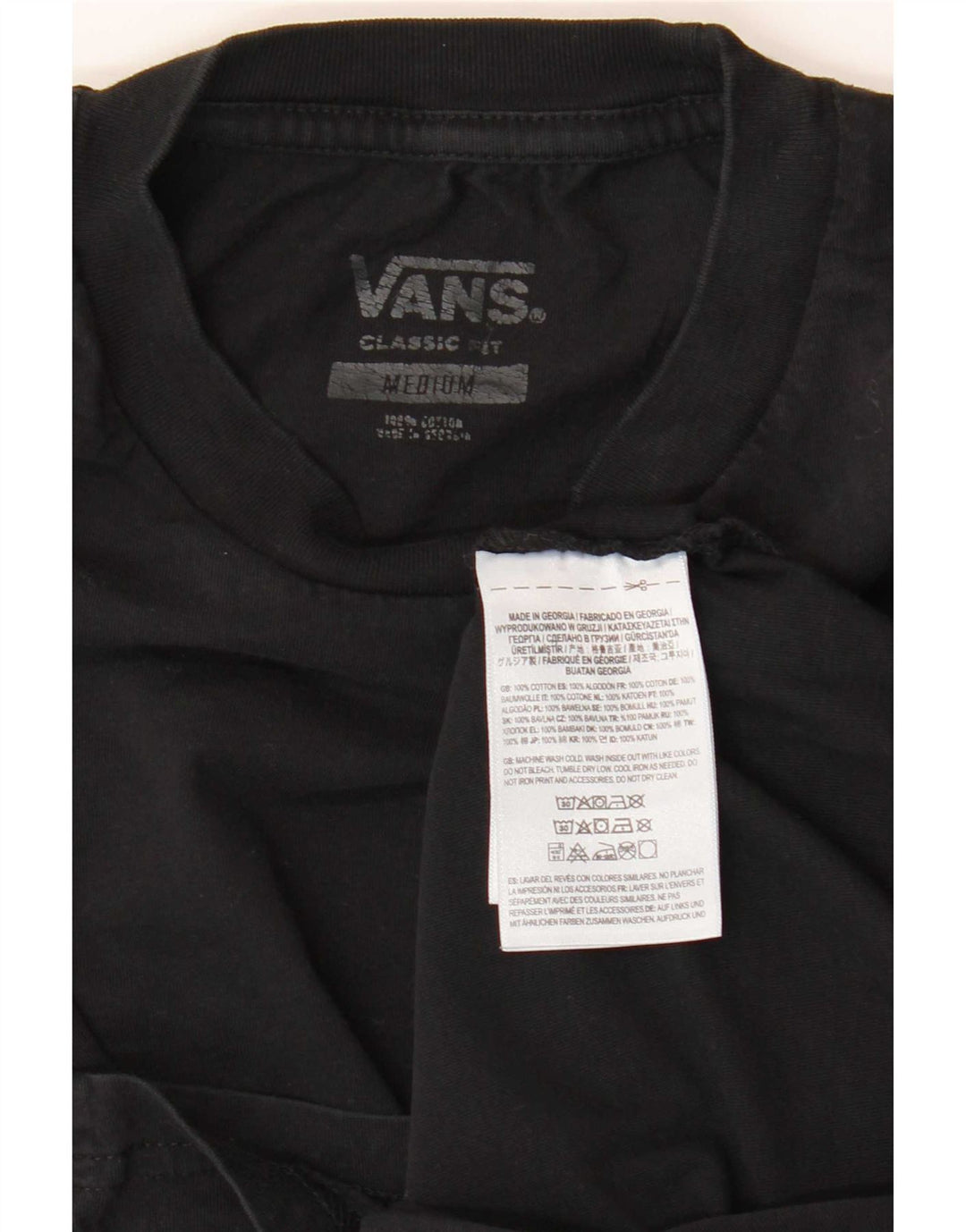 Vans Mens Classic Fit T-Shirt Top Medium Black Cotton