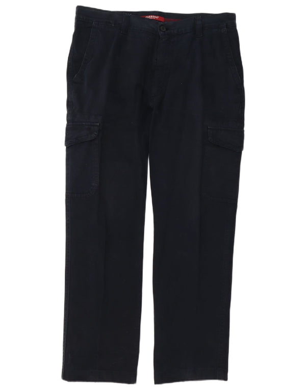 Carrera Mens Straight Cargo Trousers W36 L30 Navy Blue Cotton