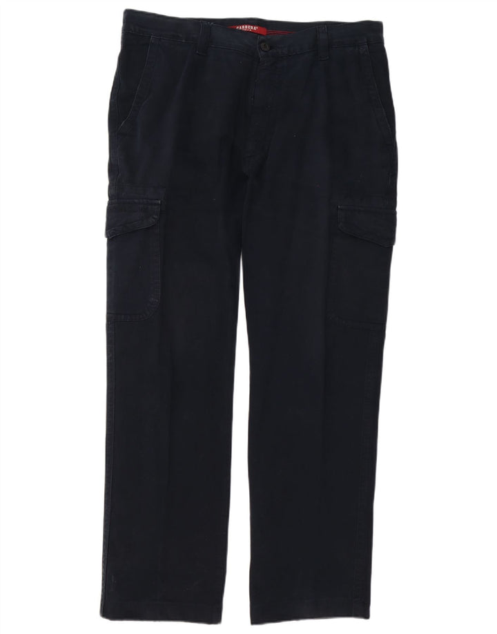 Carrera Mens Straight Cargo Trousers W36 L30 Navy Blue Cotton