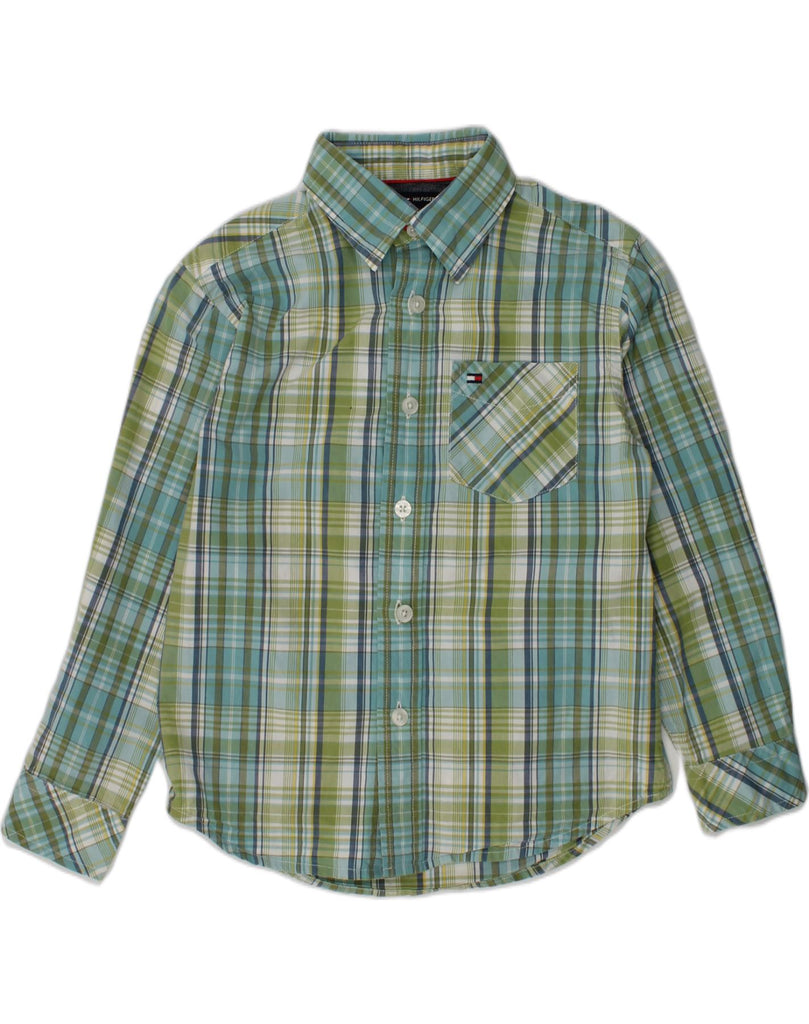 TOMMY HILFIGER Boys Shirt 4-5 Years Green Check Cotton | Vintage Tommy Hilfiger | Thrift | Second-Hand Tommy Hilfiger | Used Clothing | Messina Hembry 