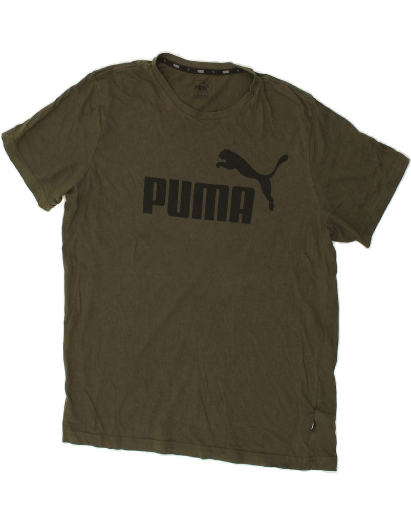 PUMA Mens Graphic T-Shirt Top Large Khaki Cotton | Vintage Puma | Thrift | Second-Hand Puma | Used Clothing | Messina Hembry 