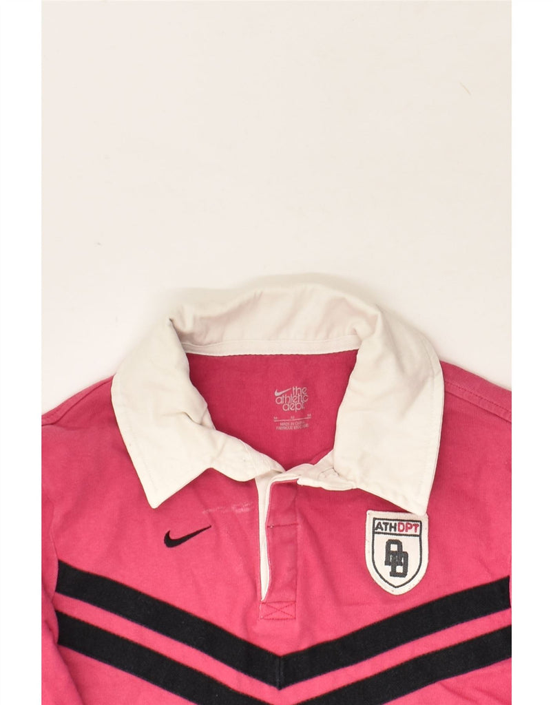 NIKE Womens 3/4 Sleeve Polo Shirt UK 12 Medium Pink Cotton | Vintage Nike | Thrift | Second-Hand Nike | Used Clothing | Messina Hembry 