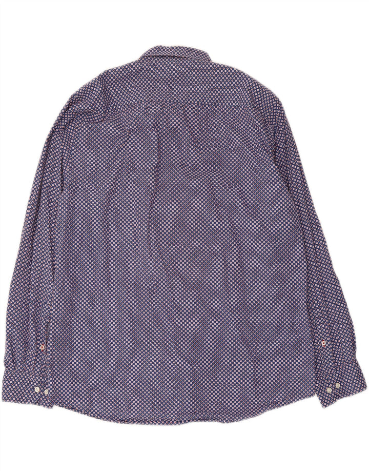Tommy Hilfiger Mens Shirt XL Navy Blue Geometric Cotton