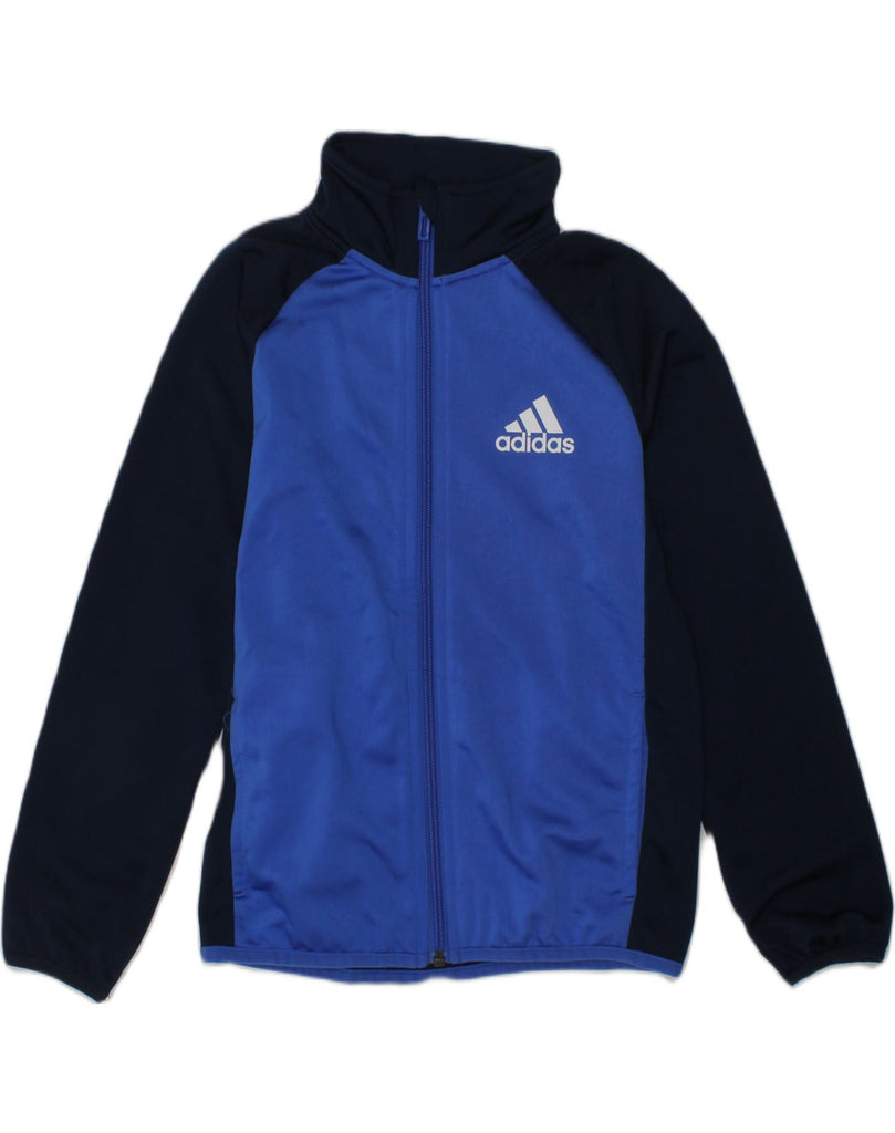 ADIDAS Boys Tracksuit Top Jacket 7-8 Years Blue Colourblock Polyester | Vintage Adidas | Thrift | Second-Hand Adidas | Used Clothing | Messina Hembry 