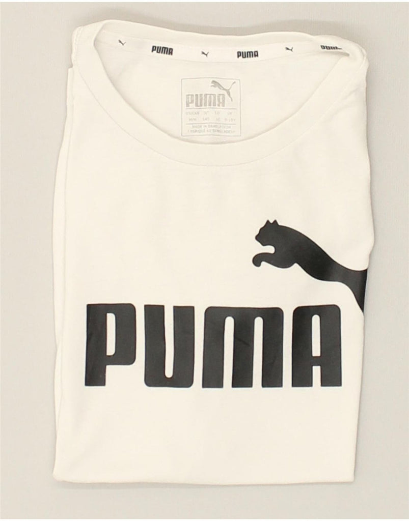 PUMA Boys Graphic T-Shirt Top 9-10 Years White Cotton | Vintage Puma | Thrift | Second-Hand Puma | Used Clothing | Messina Hembry 