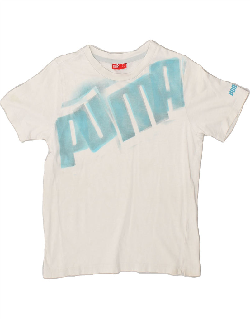 PUMA Boys Graphic T-Shirt Top 9-10 Years Medium White | Vintage Puma | Thrift | Second-Hand Puma | Used Clothing | Messina Hembry 