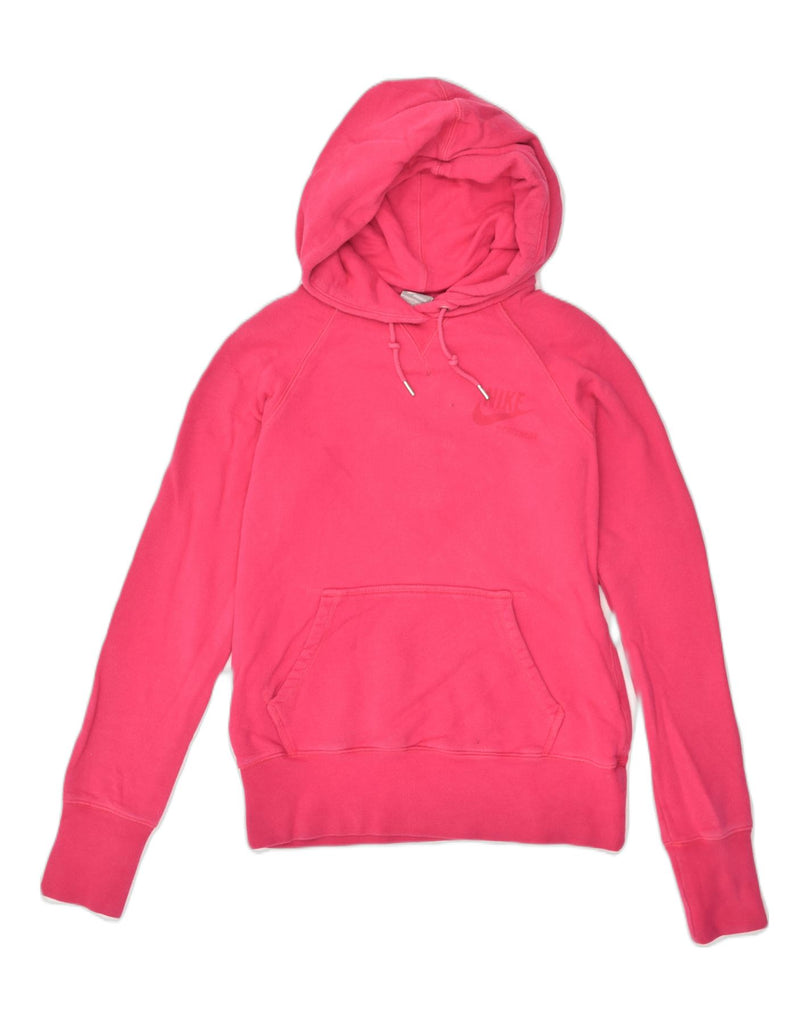 NIKE Womens Hoodie Jumper UK 14 Medium Pink Cotton | Vintage Nike | Thrift | Second-Hand Nike | Used Clothing | Messina Hembry 