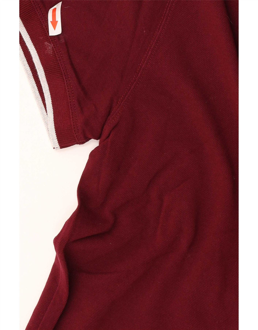 Massimo Dutti Mens Polo Shirt Medium Burgundy Striped Cotton
