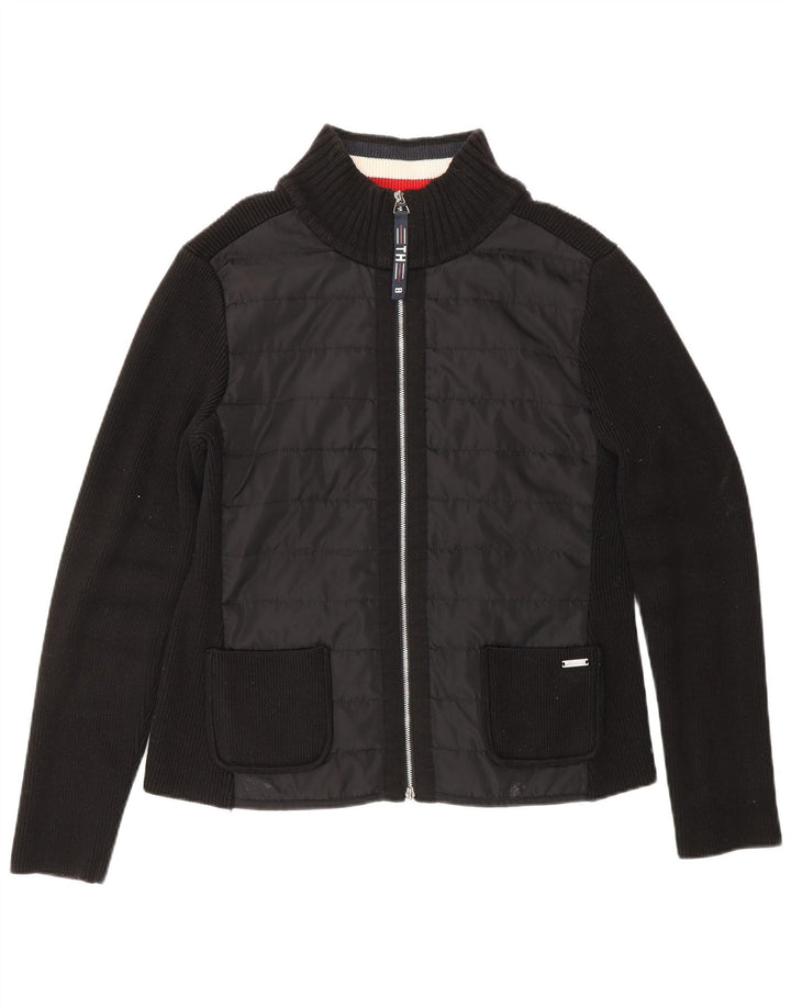 TOMMY HILFIGER Womens Cardigan Sweater UK 10 Small Black Polyester