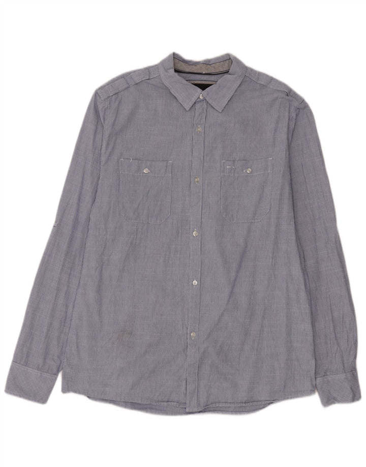 Billabong Mens Graphic Shirt Large Blue Pinstripe Cotton