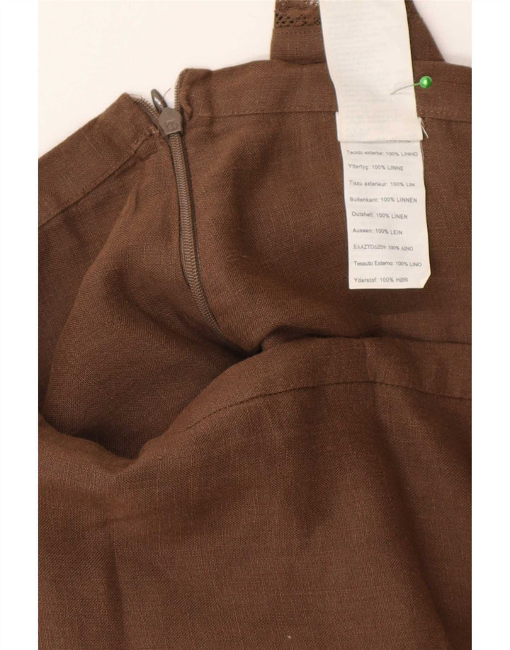 Massimo Dutti Womens Tiered Skirt W30 Medium Brown Linen