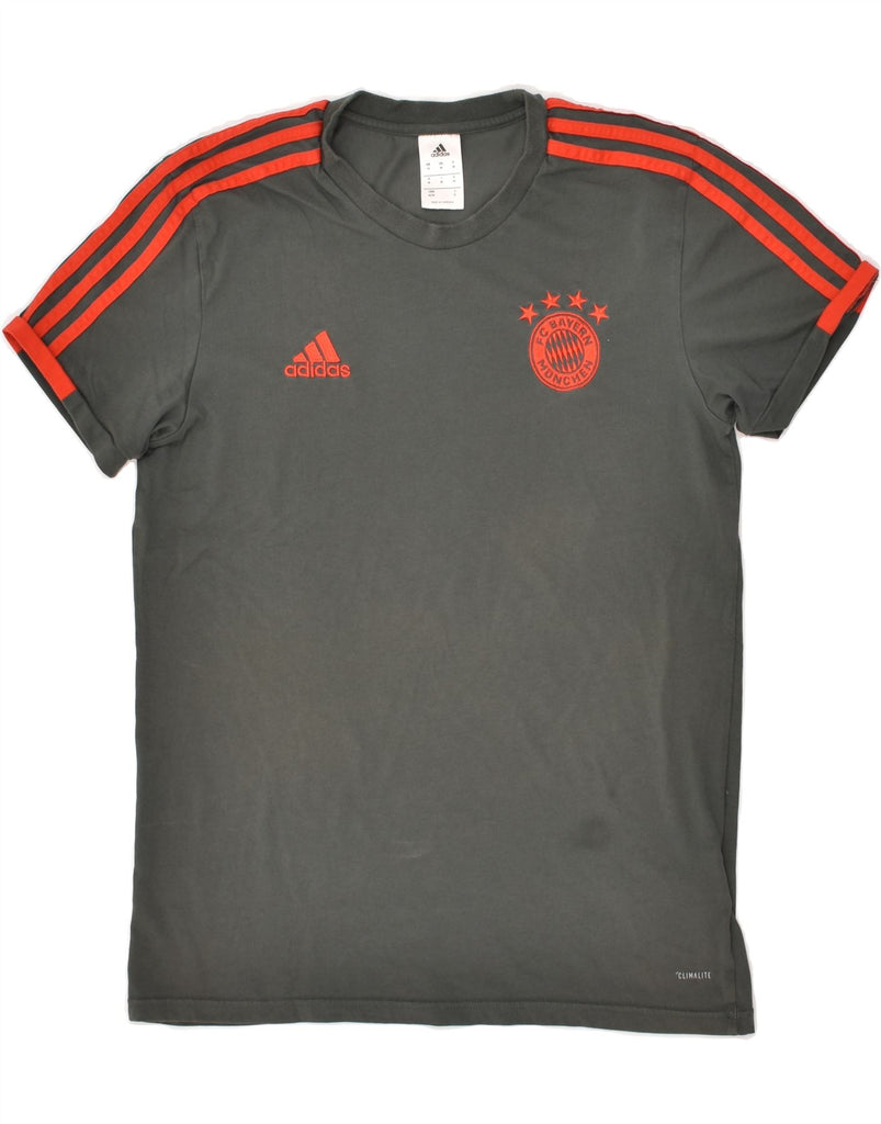 ADIDAS Womens FC Bayern Munchen T-Shirt Top UK 12 Medium Grey Cotton | Vintage Adidas | Thrift | Second-Hand Adidas | Used Clothing | Messina Hembry 