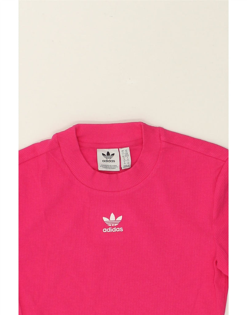 ADIDAS Womens Crop T-Shirt Top UK 6 XS Pink Cotton | Vintage Adidas | Thrift | Second-Hand Adidas | Used Clothing | Messina Hembry 