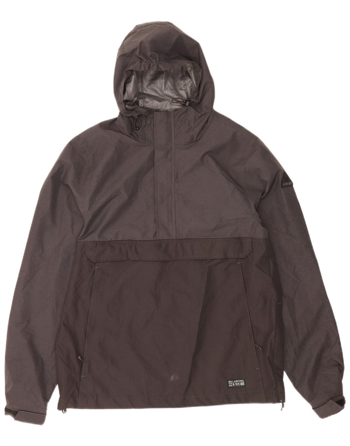 Billabong Mens Hooded Anorak Rain Jacket UK 38 Medium Black Colourblock