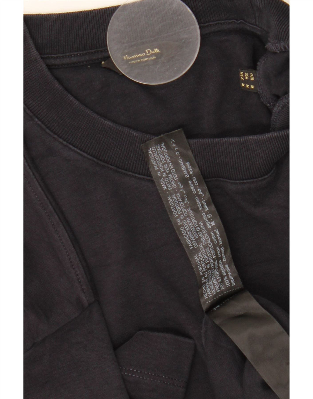 Massimo Dutti Mens T-Shirt Top Medium Black Cotton