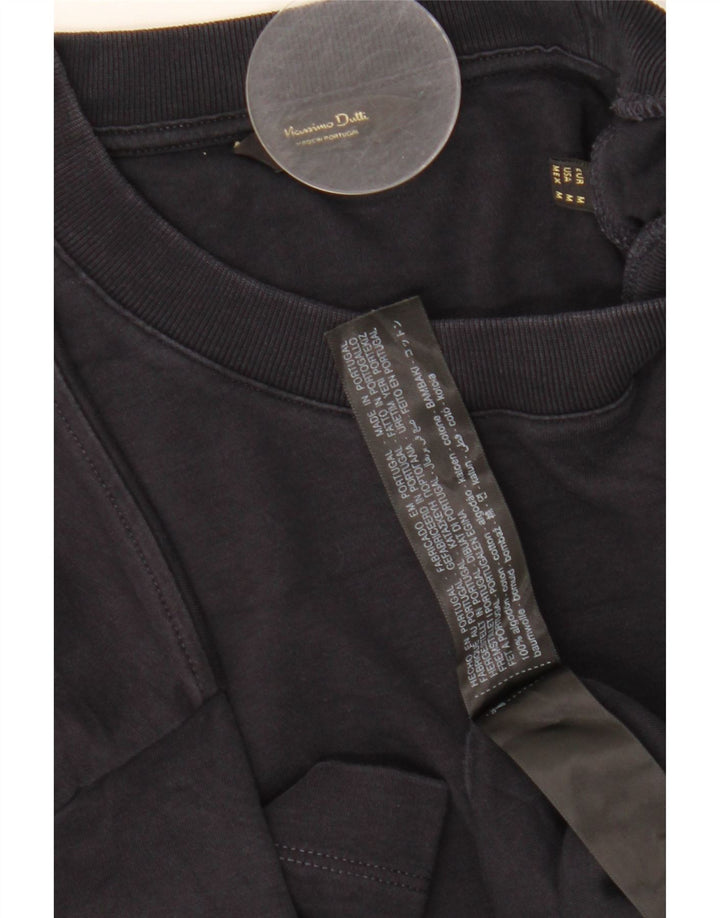 Massimo Dutti Mens T-Shirt Top Medium Black Cotton