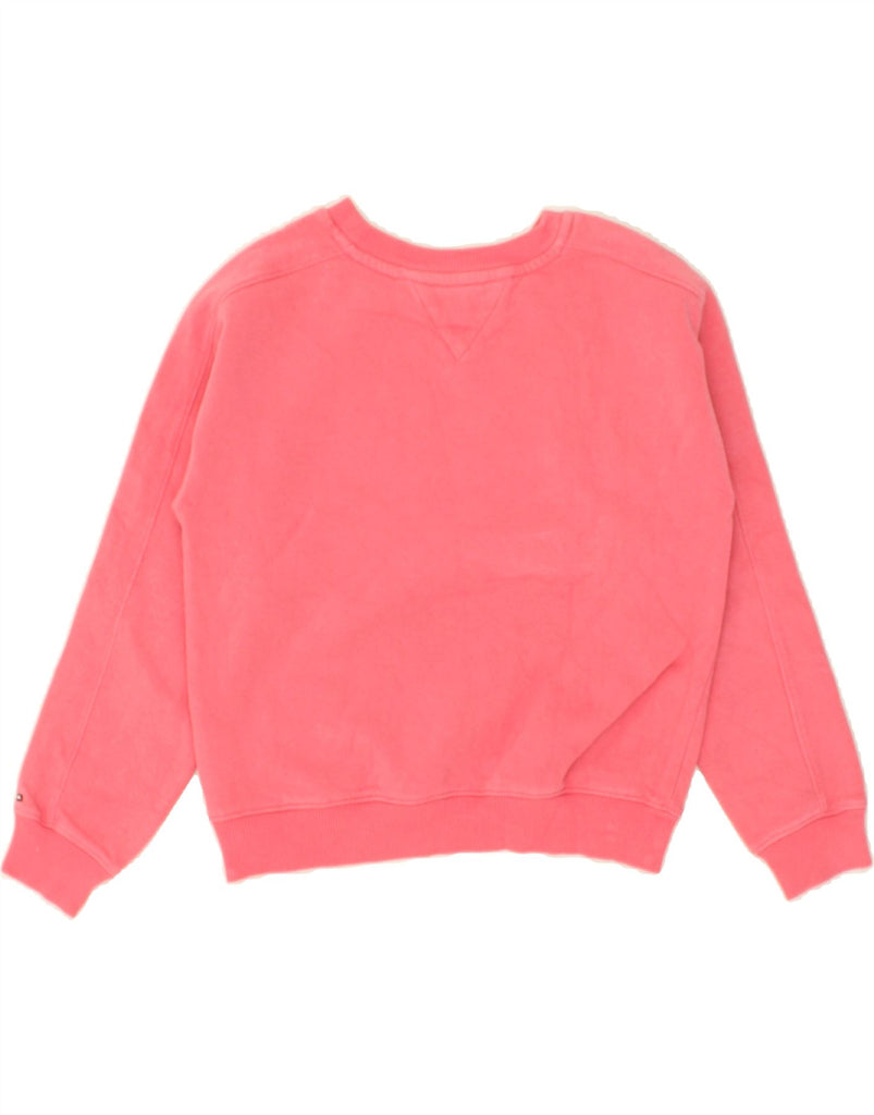 TOMMY HILFIGER Girls Graphic Sweatshirt Jumper 10-11 Years Pink Cotton | Vintage Tommy Hilfiger | Thrift | Second-Hand Tommy Hilfiger | Used Clothing | Messina Hembry 