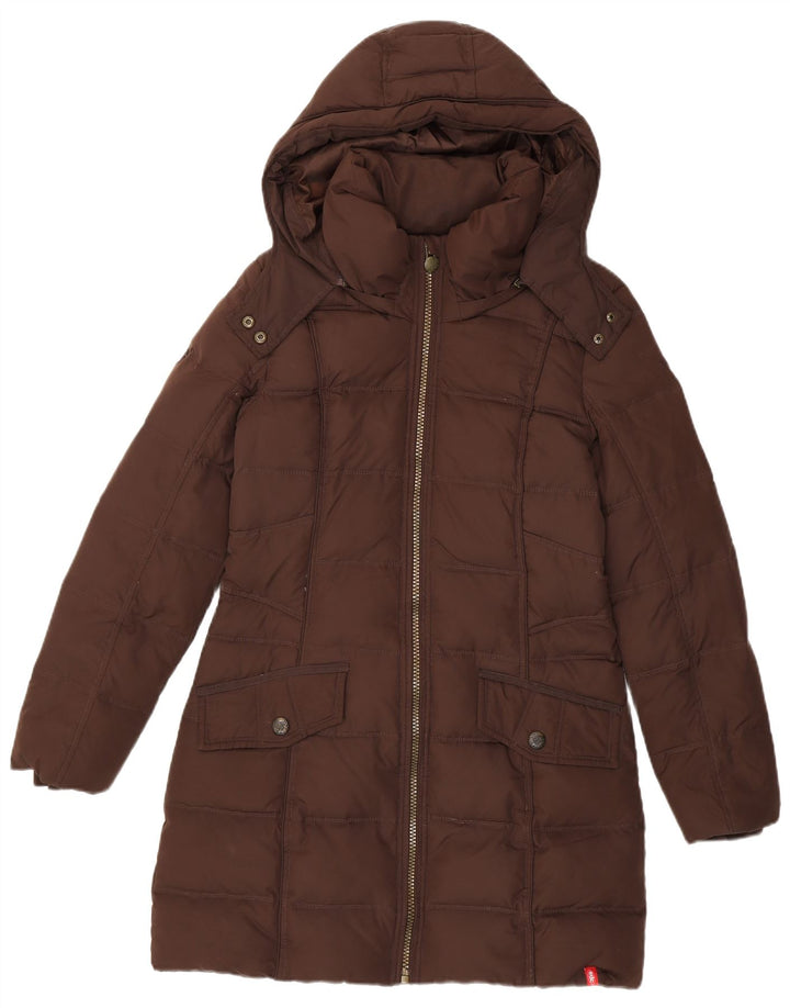 EDC Womens Hooded Padded Coat UK 14 Medium Brown Polyester