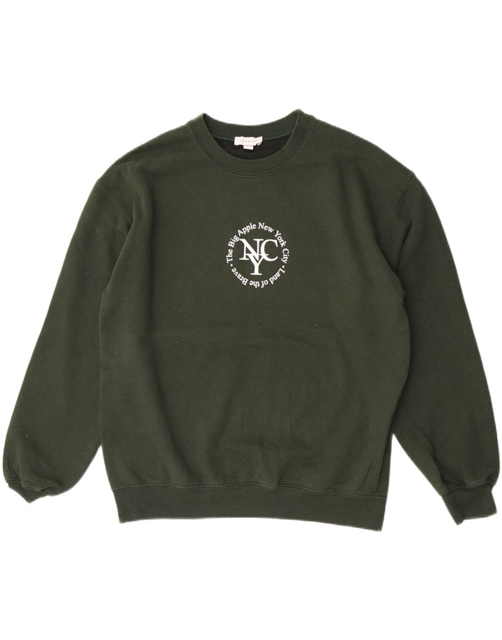 Topshop Womens Graphic Sweatshirt Jumper UK 14 Medium Green