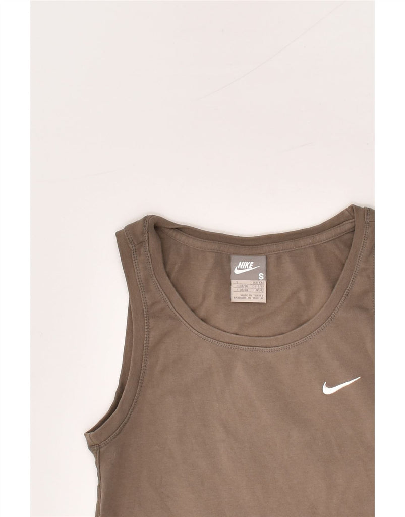 NIKE Womens Graphic Vest Top UK  8/10 Small Brown | Vintage Nike | Thrift | Second-Hand Nike | Used Clothing | Messina Hembry 