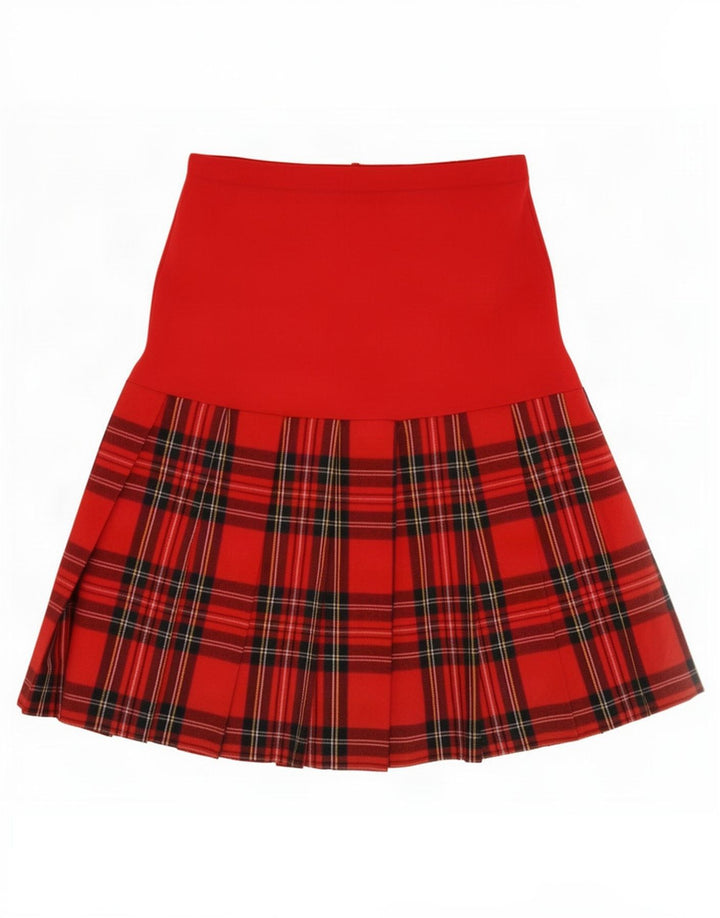 Vintage Womens Pleated Skirt Large W32 Red Plaid