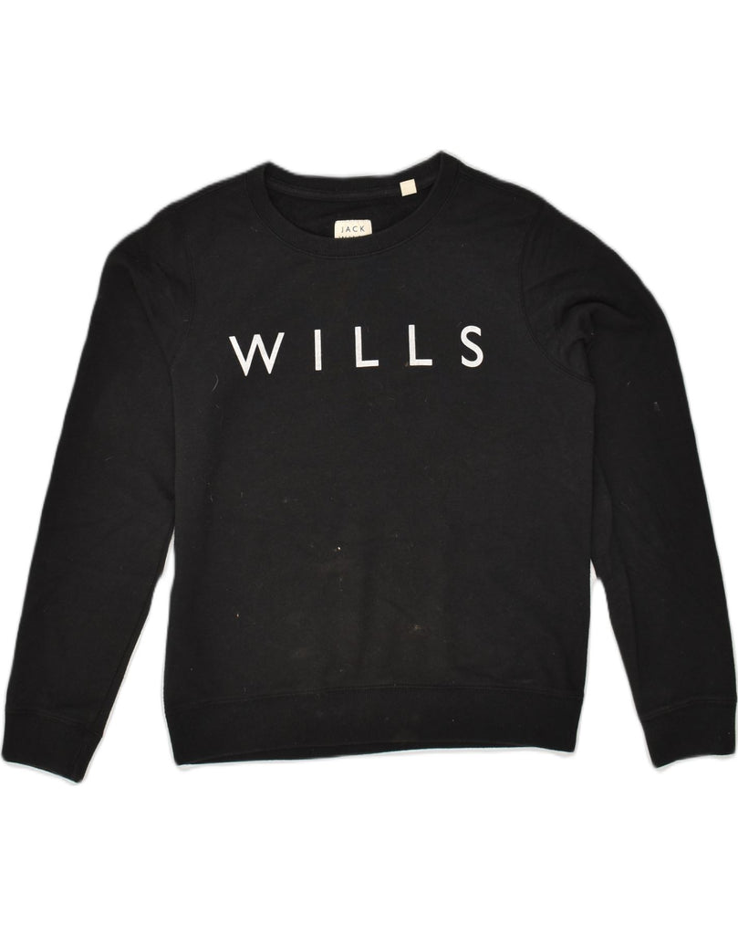 JACK WILLS Womens Loose Fit Graphic Sweatshirt Jumper UK 10 Small Black | Vintage Jack Wills | Thrift | Second-Hand Jack Wills | Used Clothing | Messina Hembry 