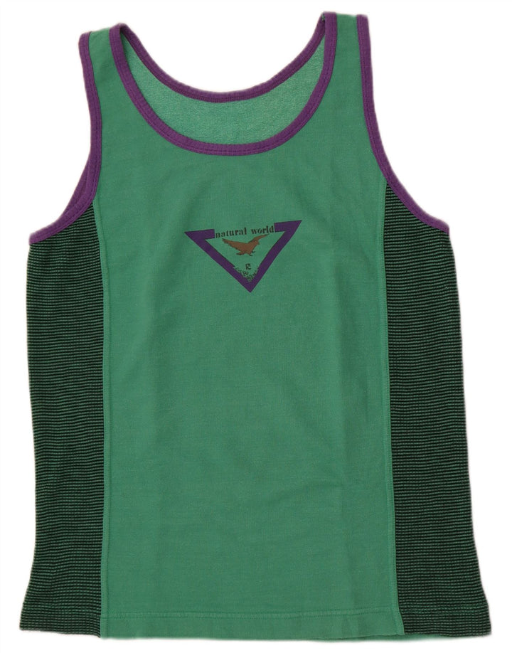 Vintage Mens Graphic Vest Top Small Green Pinstripe