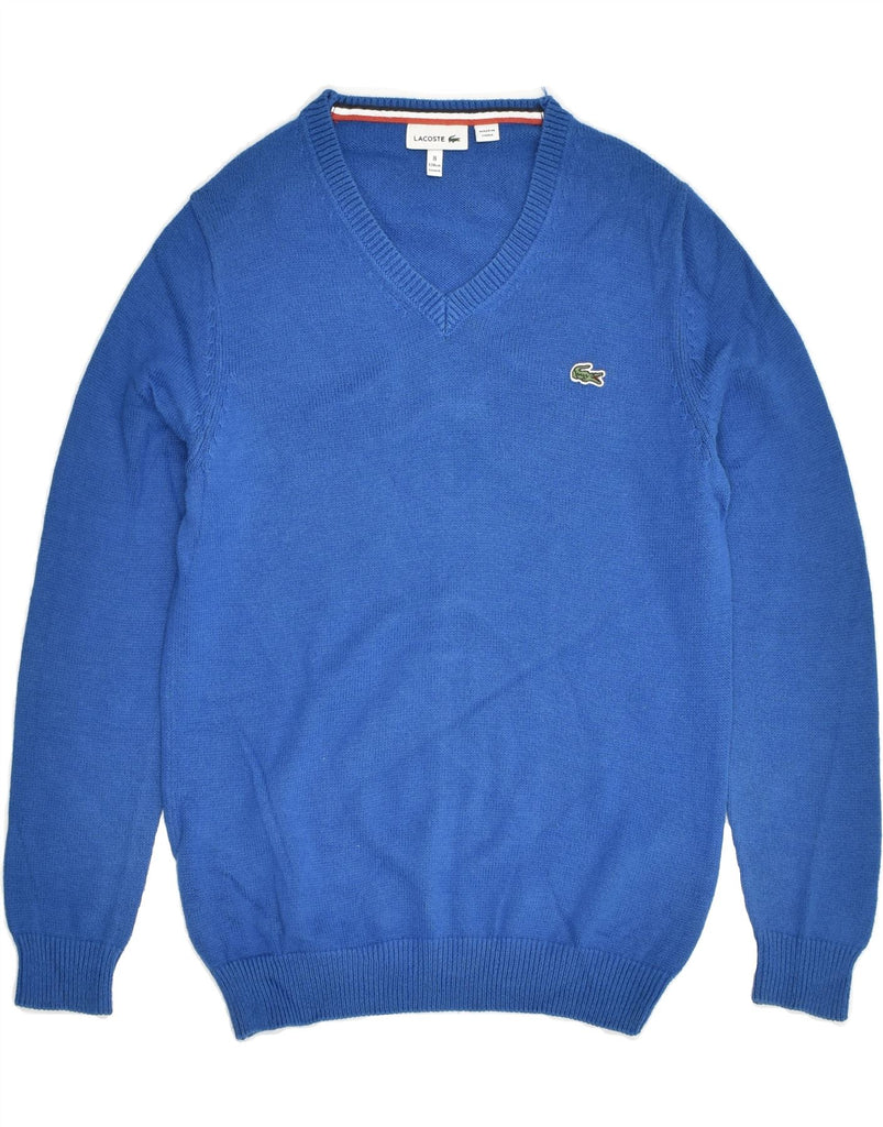 LACOSTE Boys V-Neck Jumper Sweater 7-8 Years Blue Cotton | Vintage Lacoste | Thrift | Second-Hand Lacoste | Used Clothing | Messina Hembry 