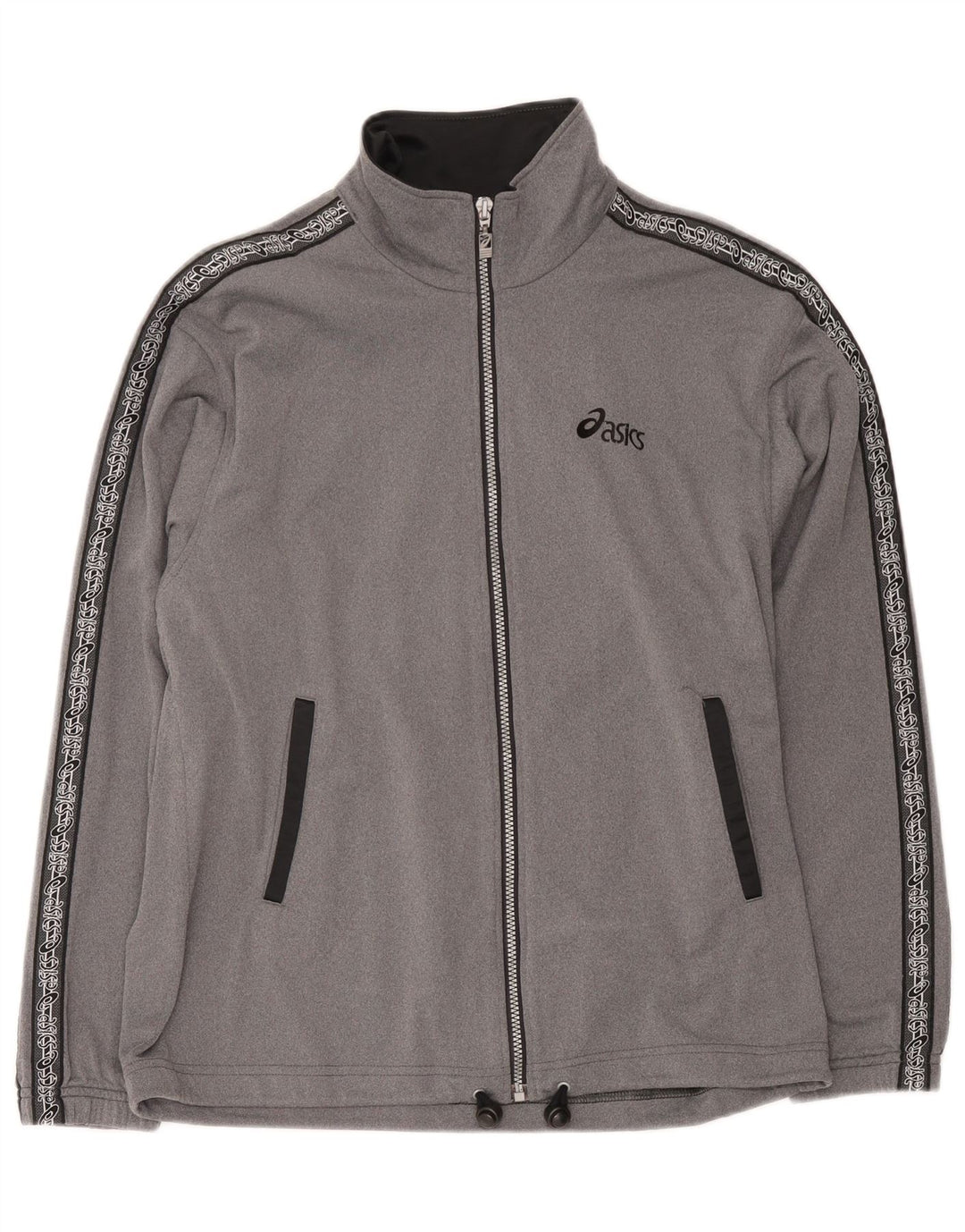 Asics Mens Graphic Tracksuit Top Jacket Small Grey