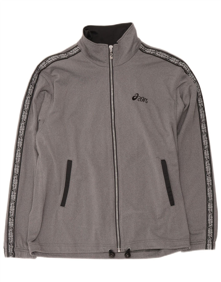 Asics Mens Graphic Tracksuit Top Jacket Small Grey