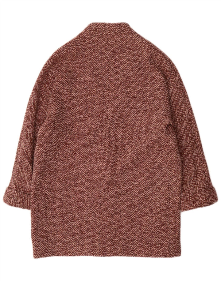 Massimo Dutti Womens Overcoat UK 14 Medium Red Herringbone Viscose