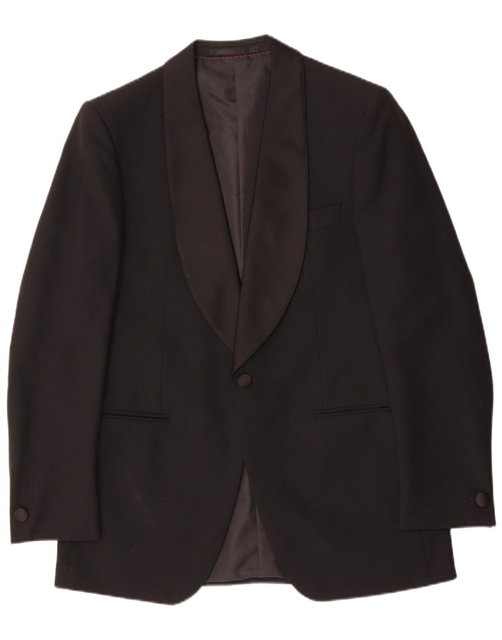 Wilvorst Mens 1 Button Blazer Jacket EU 50 Large Black Wool