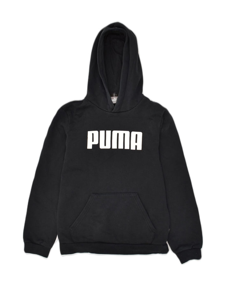 PUMA Boys Graphic Hoodie Jumper 11-12 Years Black Cotton | Vintage Puma | Thrift | Second-Hand Puma | Used Clothing | Messina Hembry 