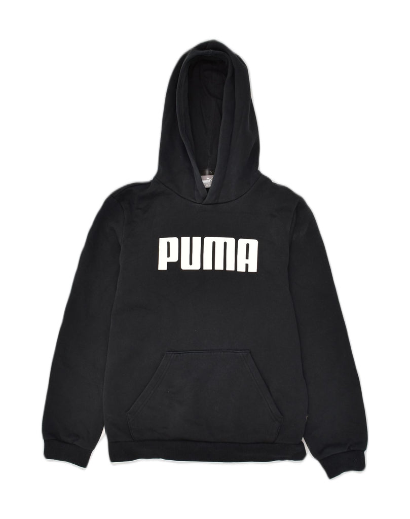 PUMA Boys Graphic Hoodie Jumper 11-12 Years Black Cotton | Vintage Puma | Thrift | Second-Hand Puma | Used Clothing | Messina Hembry 