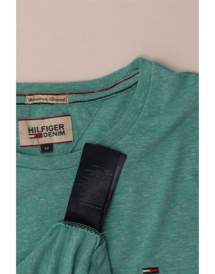 Tommy Hilfiger Mens T-Shirt Top Medium Turquoise Flecked Cotton
