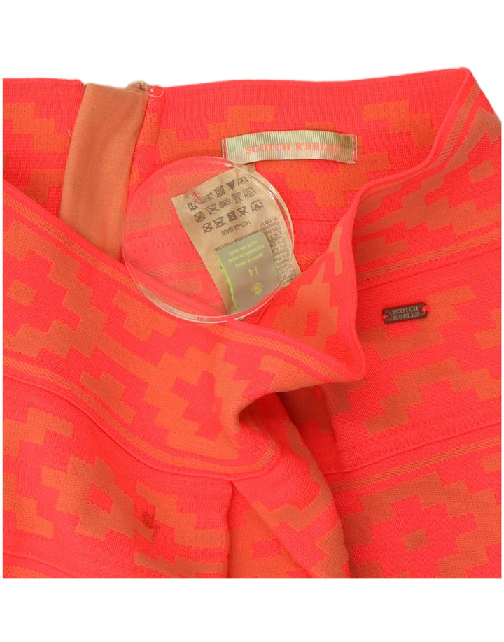 Vintage Womens A-Line Skirt UK 14 Medium W28 Orange Geometric Polyester