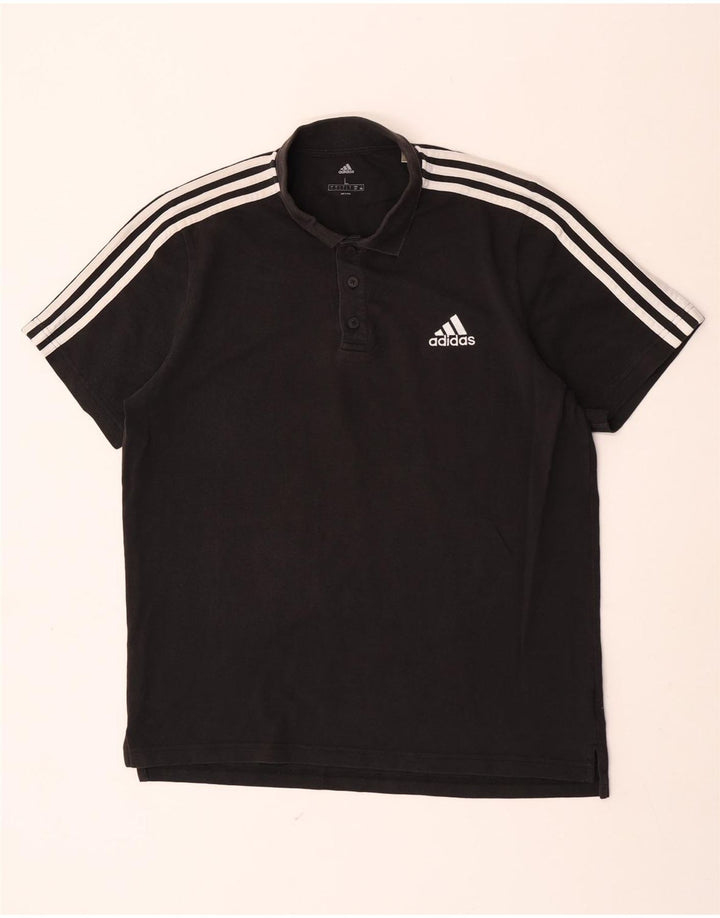 Adidas Mens Polo Shirt Large Black Cotton