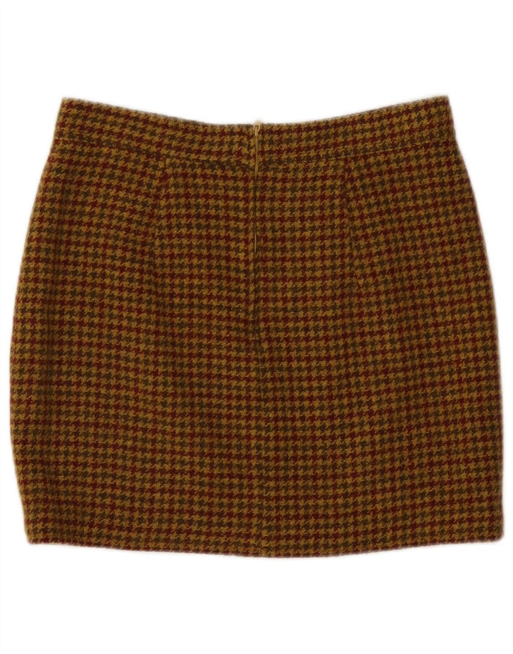 Vintage Womens Mini Skirt IT 46 Large W30 Brown Houndstooth Wool