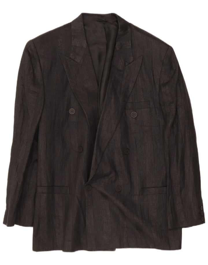 Umberto Ginocchietti Mens Double Breasted Blazer Jacket IT 52 XL Black
